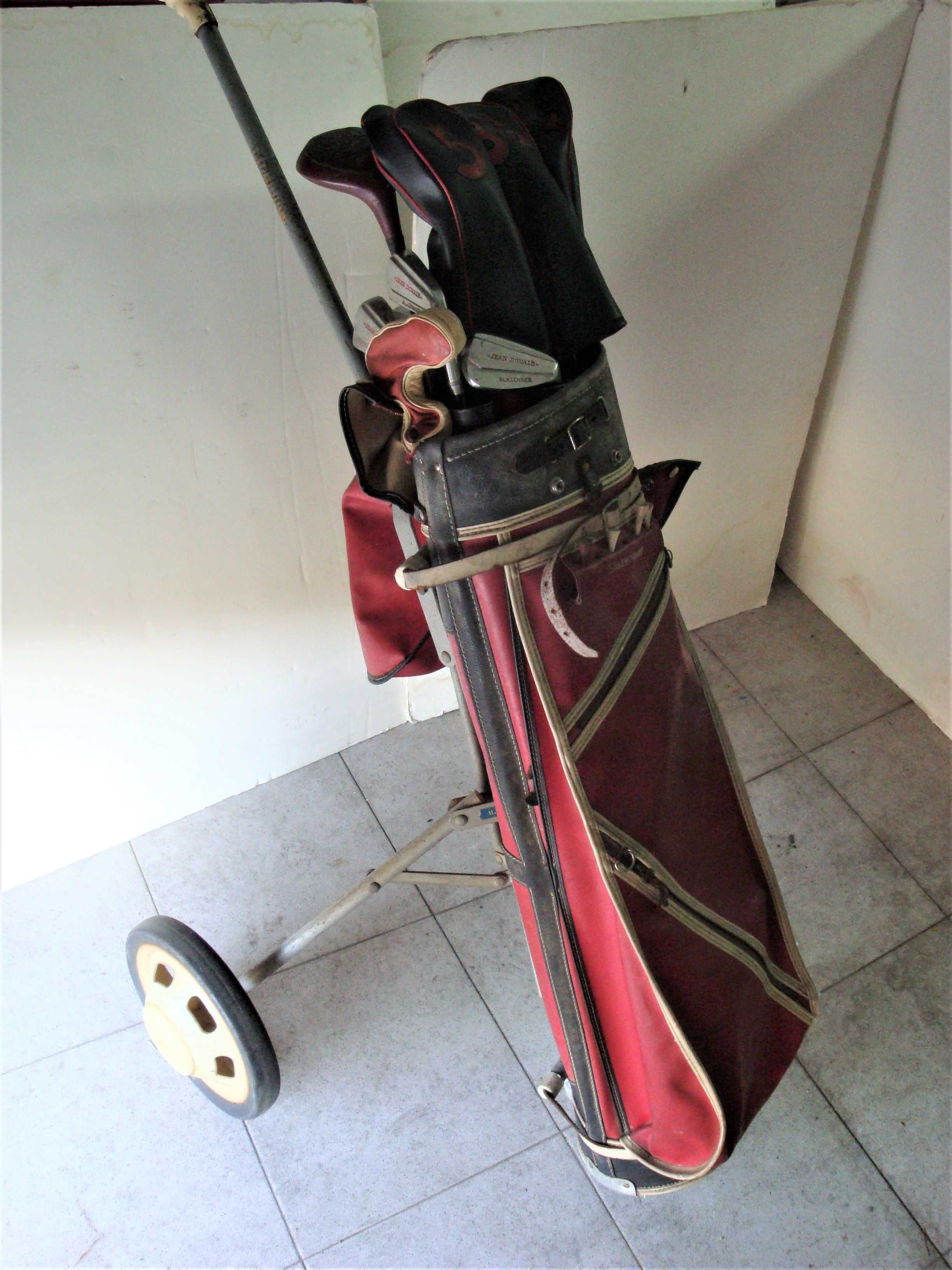 Golfe vintage - trolley, saco e tacos Slazenger