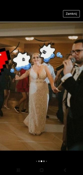 Zmysłowa suknia ślubna Dakota kolor cappuccino, ślicznie błyszcząca