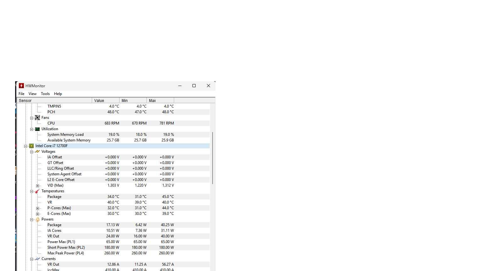 Intel Core I7 12700F (12r/20w)