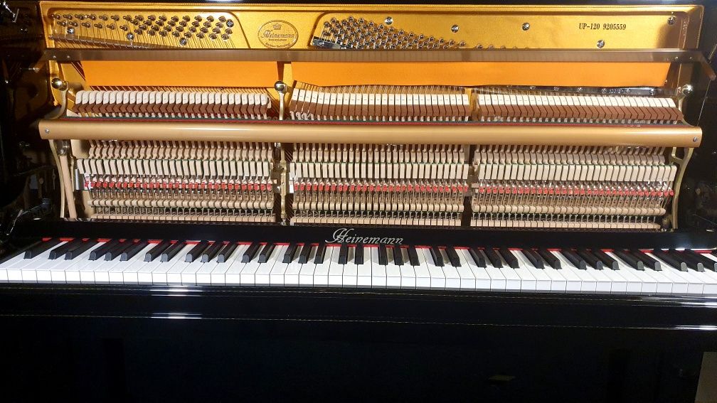 Pianino Akustyczne Heinemann UP-120 Chippendale Chrom+ława i akcesoria