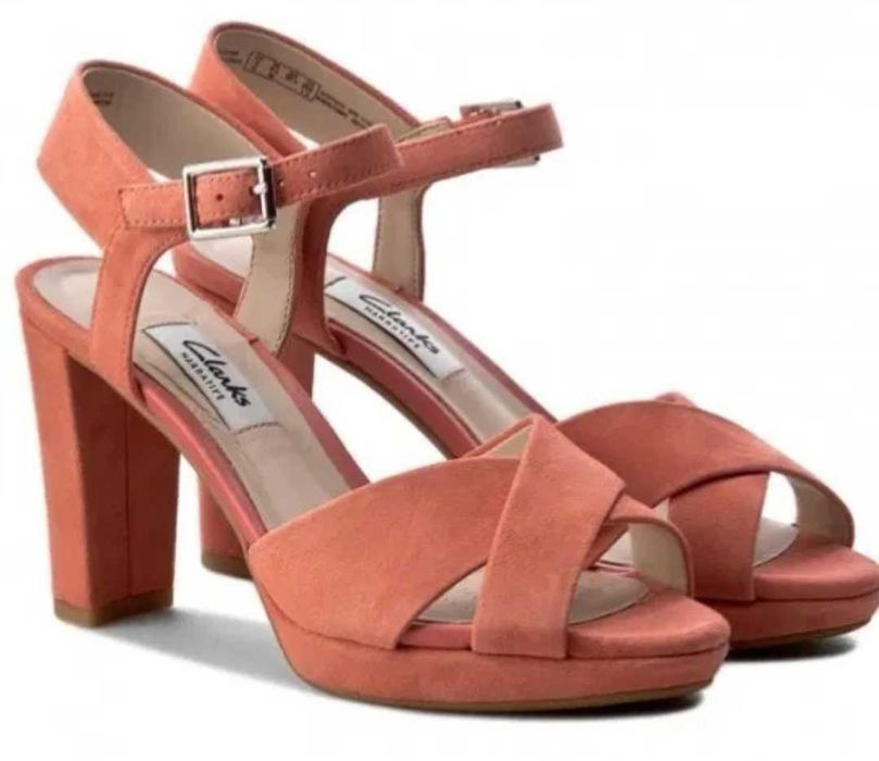 Clarks р.41 стельки-26,5см замшевые босоножки женские