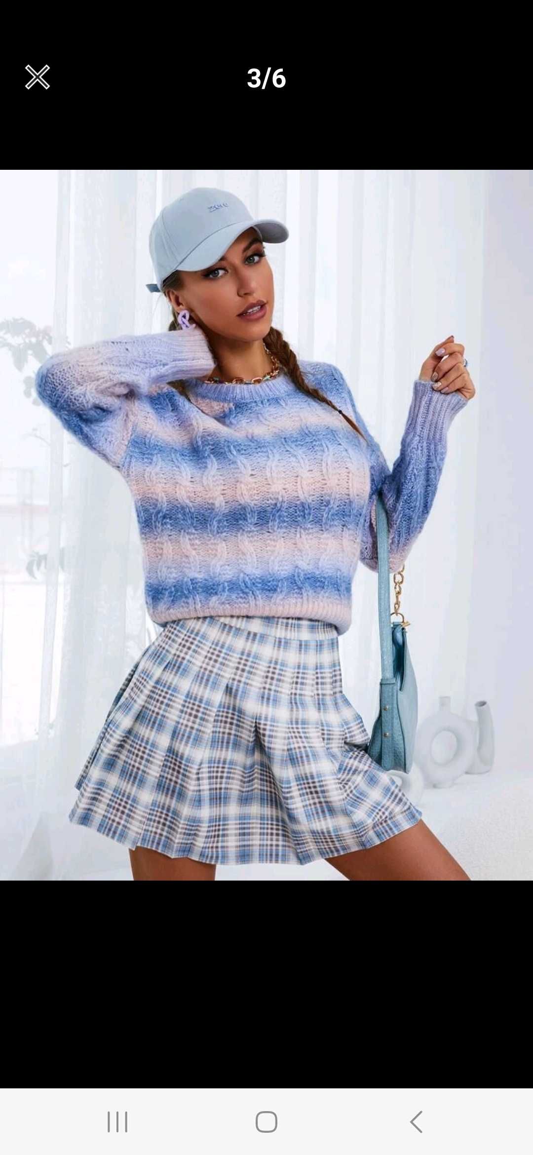 Nowy sweter damski oversize pastelowy w paski na zimę 36 s