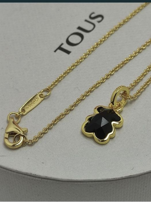 Naszyjnik z misiem żółte srebro vermeil 925