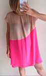 Vestido bege e rosa MANGO
