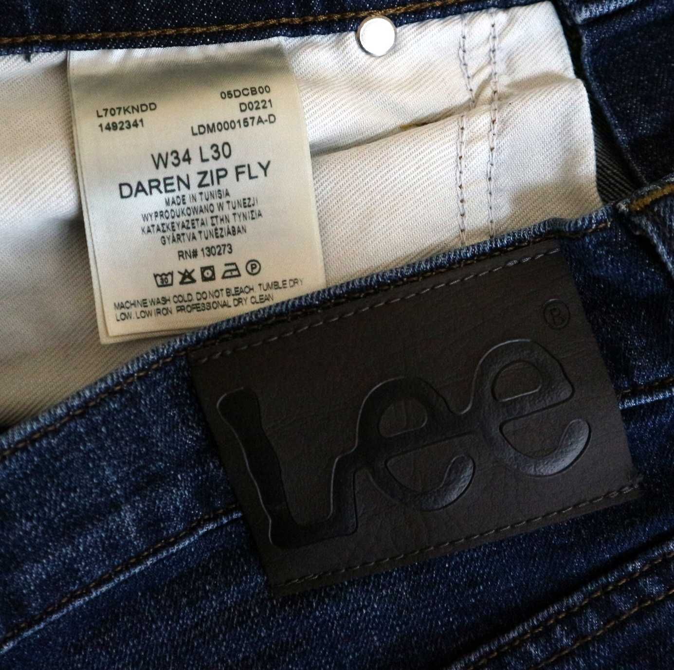 Lee Daren Zip Fly spodnie jeansy W34 L30 pas 2 x 46/48 cm