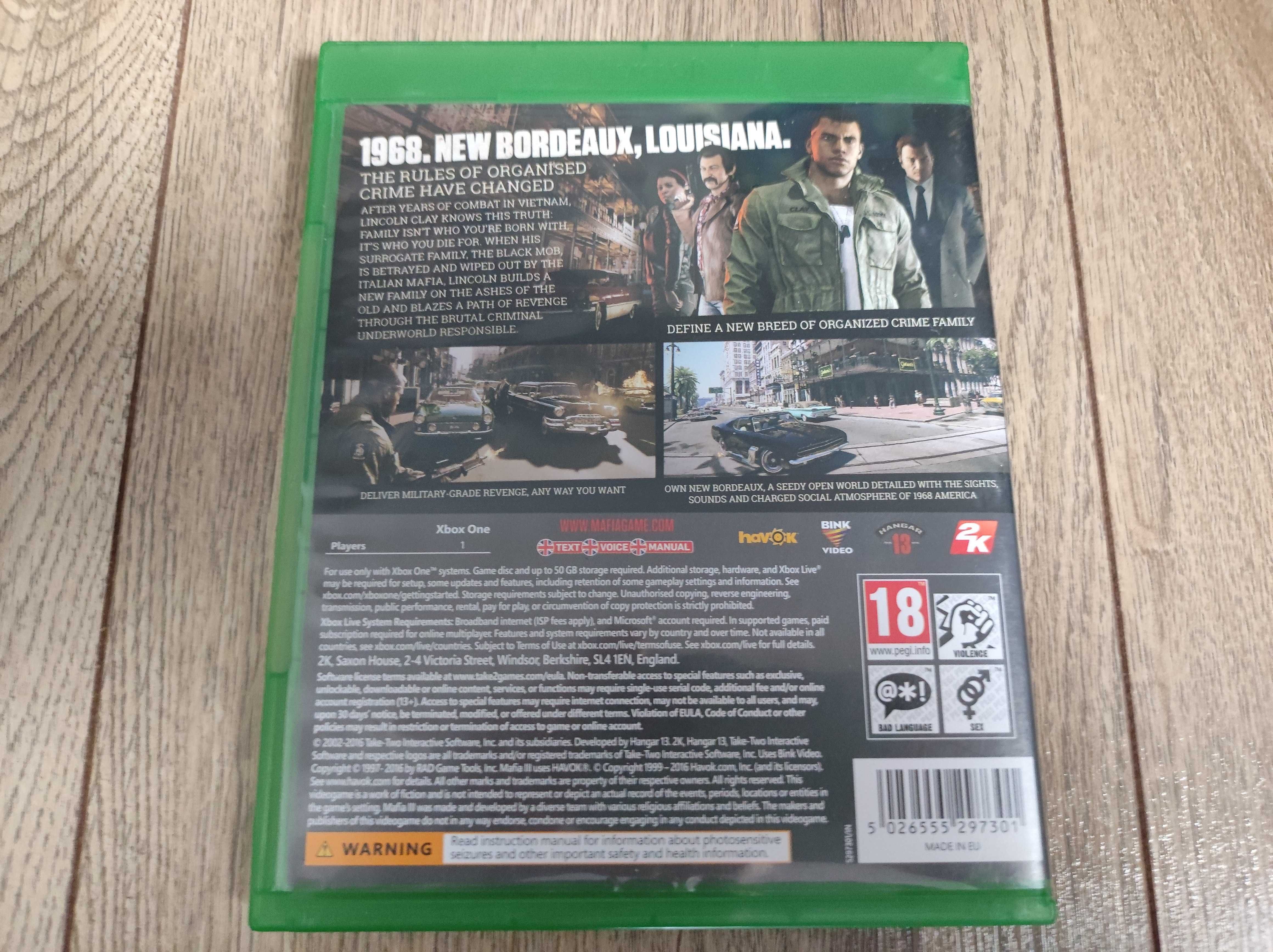 Gra Mafia III na Xbox One lub Series komplet z mapą jak nowa