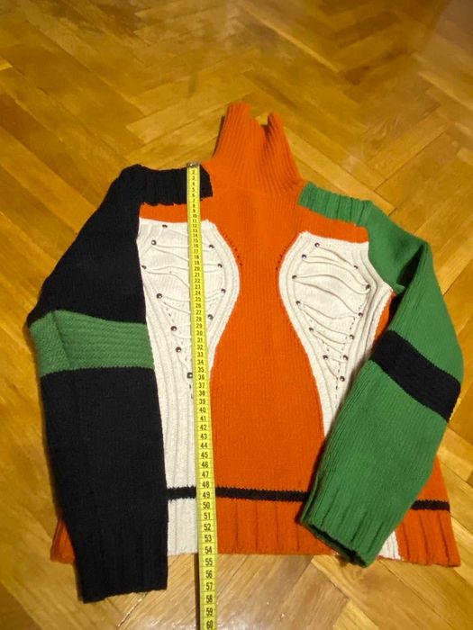 Теплый свитер фактурной вязки VIVACITA оранжево салатовый