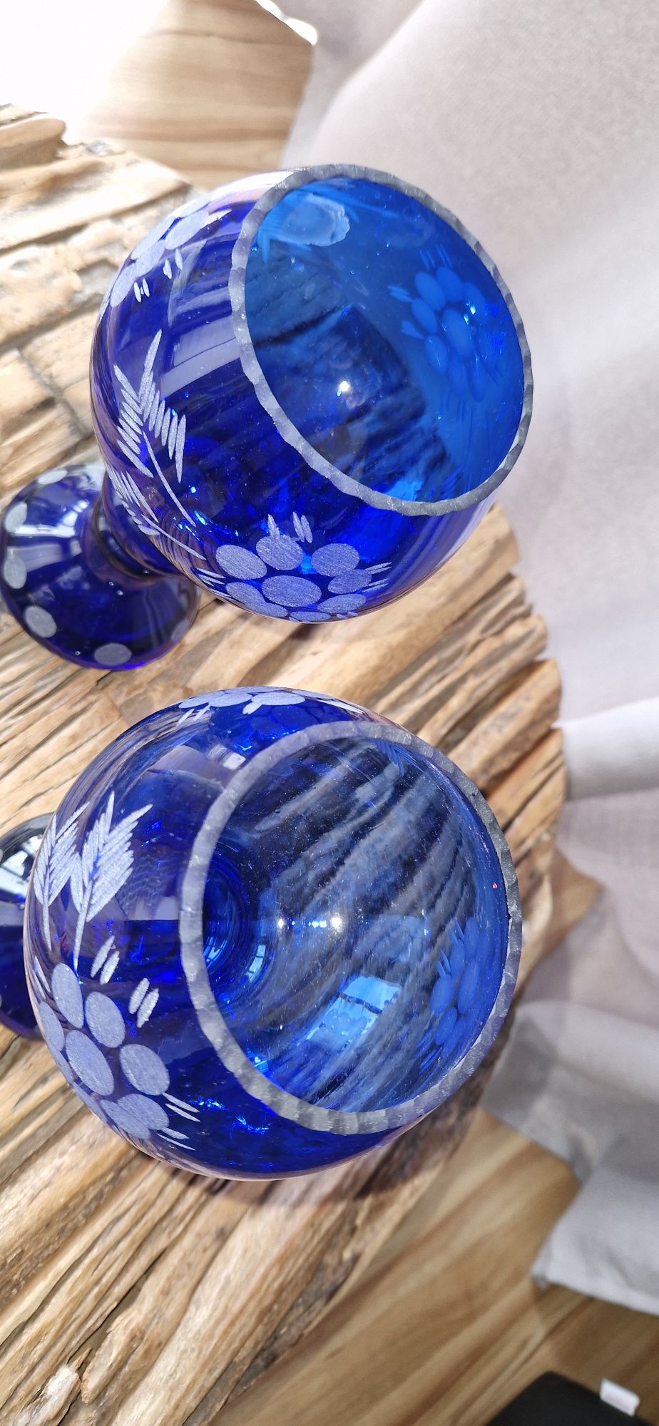 Wazony kielichy szkło kobaltowe duże, porcelana
