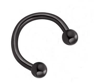 Kolczyk podkowa czarna kulki koło nos 1,2x10x3mm piercing