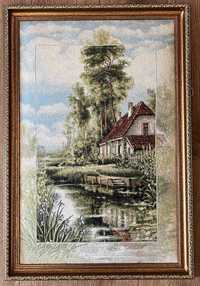 Картина "дім на річці" - гобелен 50х75см