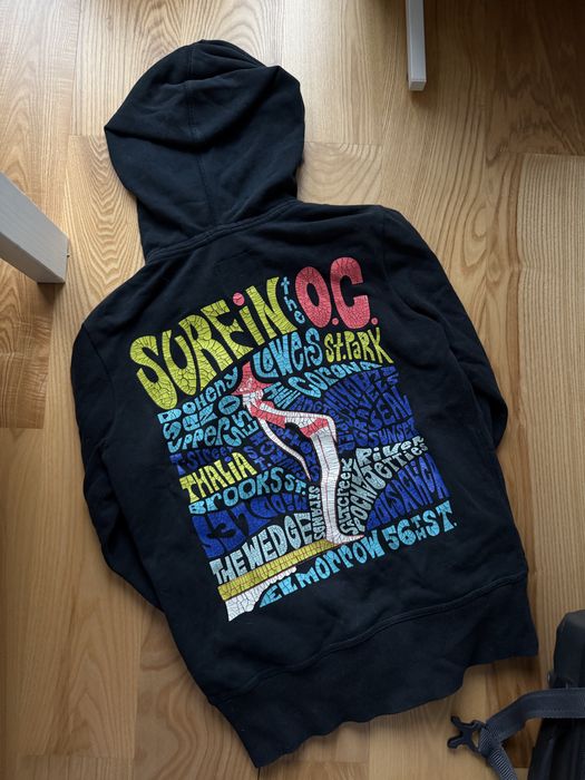 Czarna bluza Roxy XS z kapturem na zamek nadruk na plecach surferska