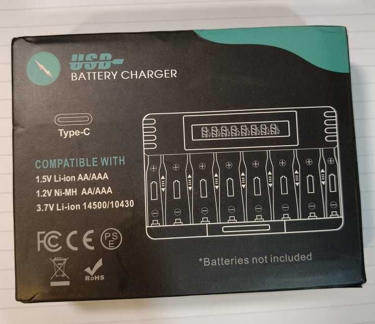 Зарядное POWERKAN ALL8 с ЖК-дисплей, 8 слотов AA/AAA, 1.2V/1.5V/3.7V