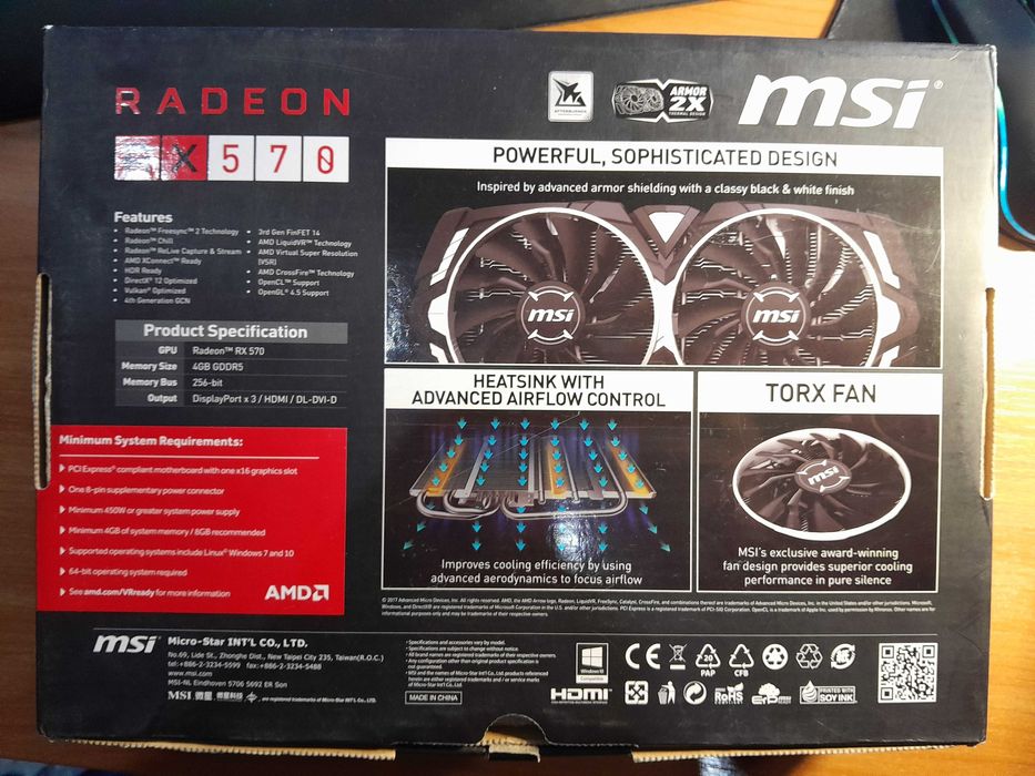 Rx 570 4gb msi armor відеокарта