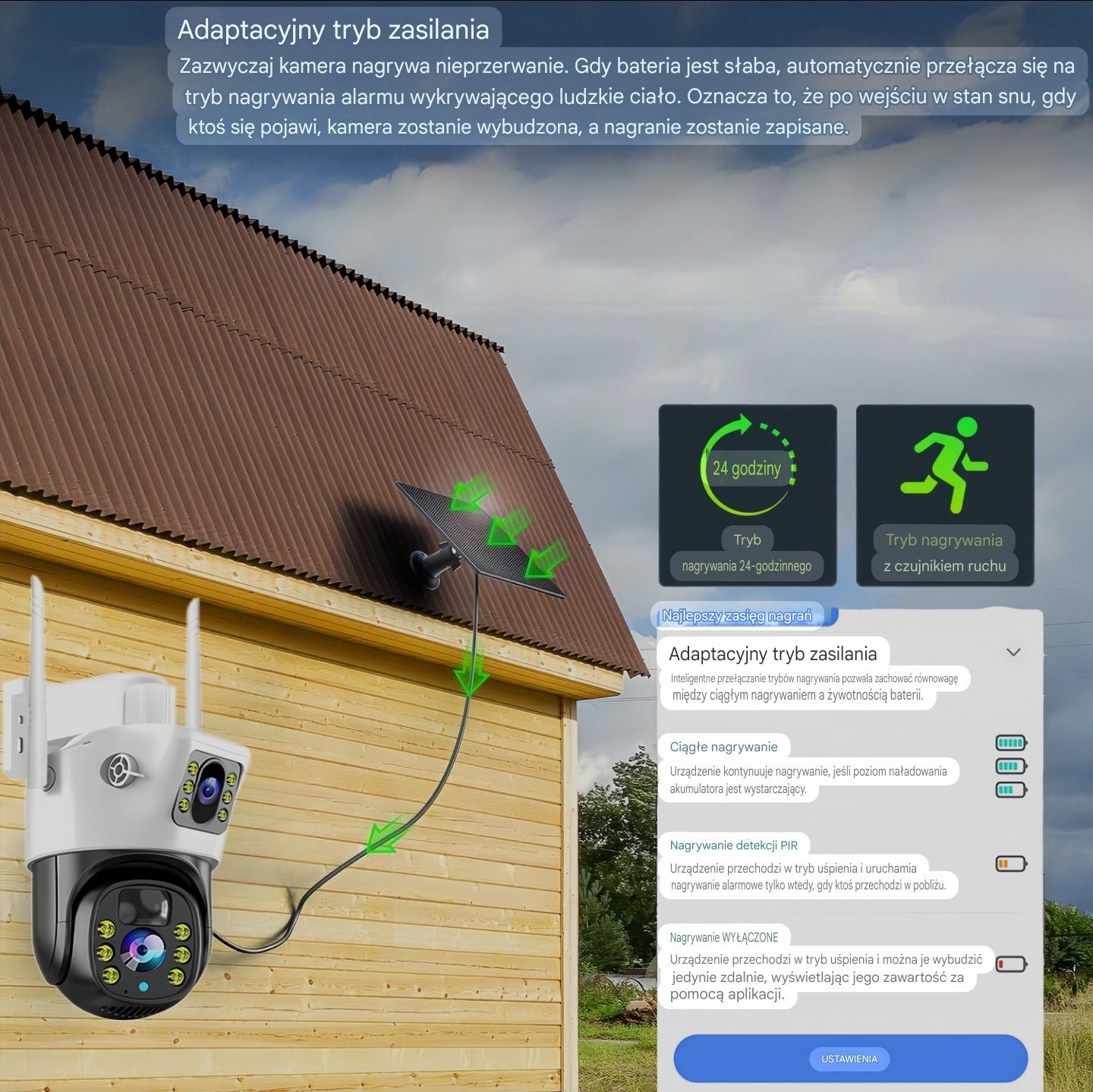 Kamera Solarna 4G na kartę SIM Obrotowa 8MP IP66