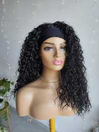 Długa czarna peruka na opasce fale afroloki naturalna fryzura Mira
