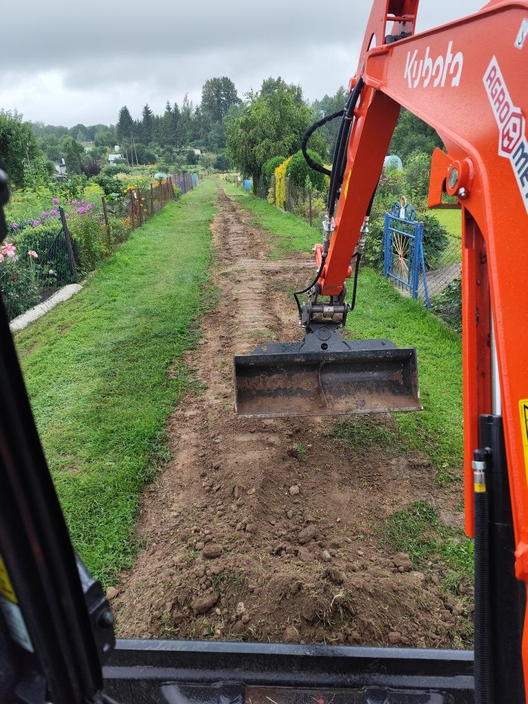 Usługi mini koparka 2,7t. Wynajem wiertnicy ręcznej