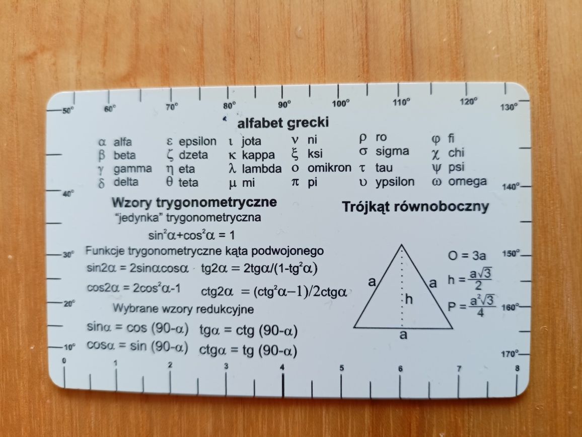 Fiszki - wzory matematyczne na plastikowej karcie na sztuki
