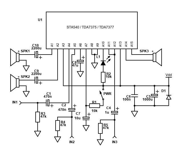 STA540 : 4 x 13 W dual-quad power amplifier      (NOVO)