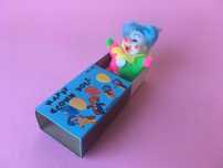 Happy Clown Matchbox Doll Bean Palhaço em Caixa Fósforo 80's novo