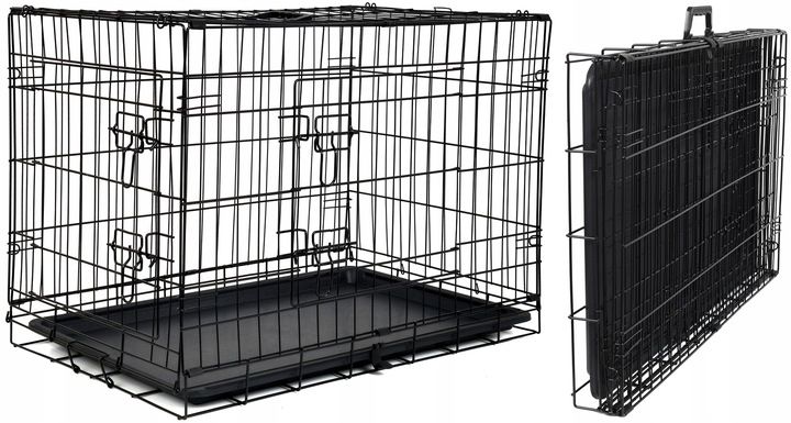 Klatka Metalowa Kojec Transporter Dla Psa Kota Zwierząt L 77.5x48.5x55