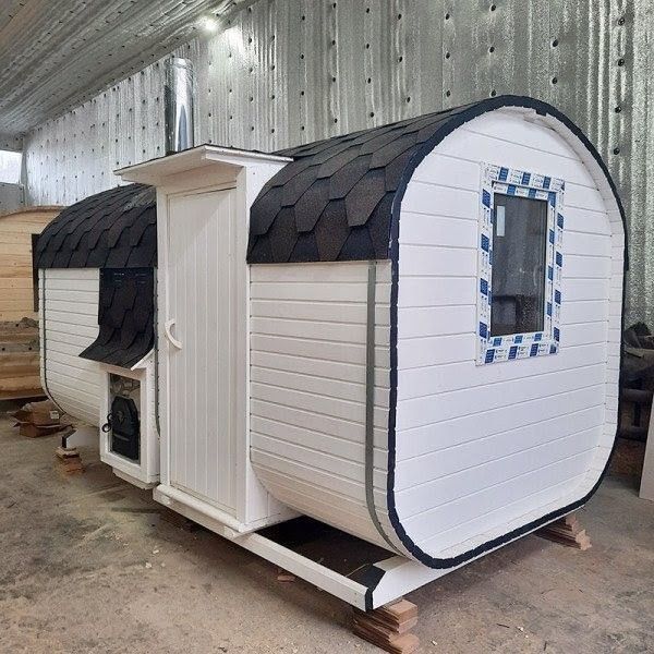 Квадро-Баня 500 х 220 см, 2 отделения, белая, козырёк над входом,.