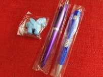 Conjunto 2 Canetas tinta azul + borracha unicórnio