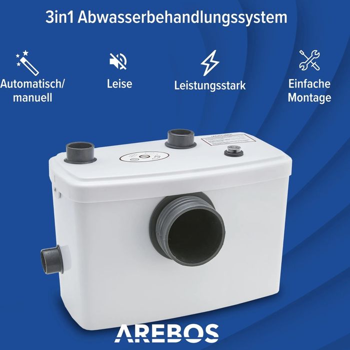Pompa ściekowa AREBOS 600 W | 100 l/min, do WC prysznica przepompownia