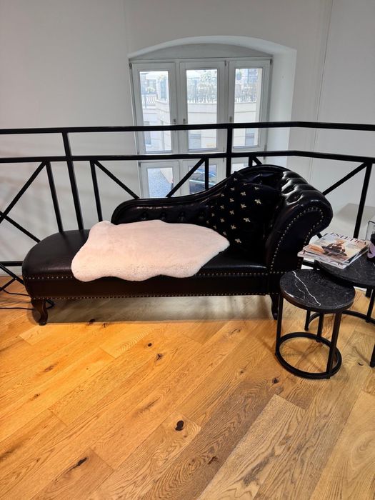 Sofa szezlong czarna, ekoskóra
