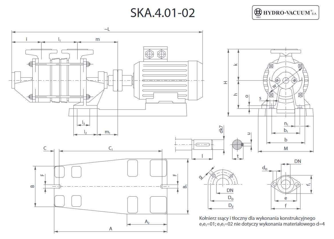Pompa SKA 4.02 Hydro-Vacuum grudziądzka bez silnika (oraz 230V / 400V)