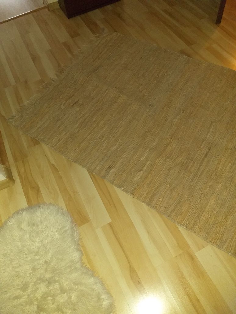 Skórzany dywan, chodnik 120x175 frędzelki