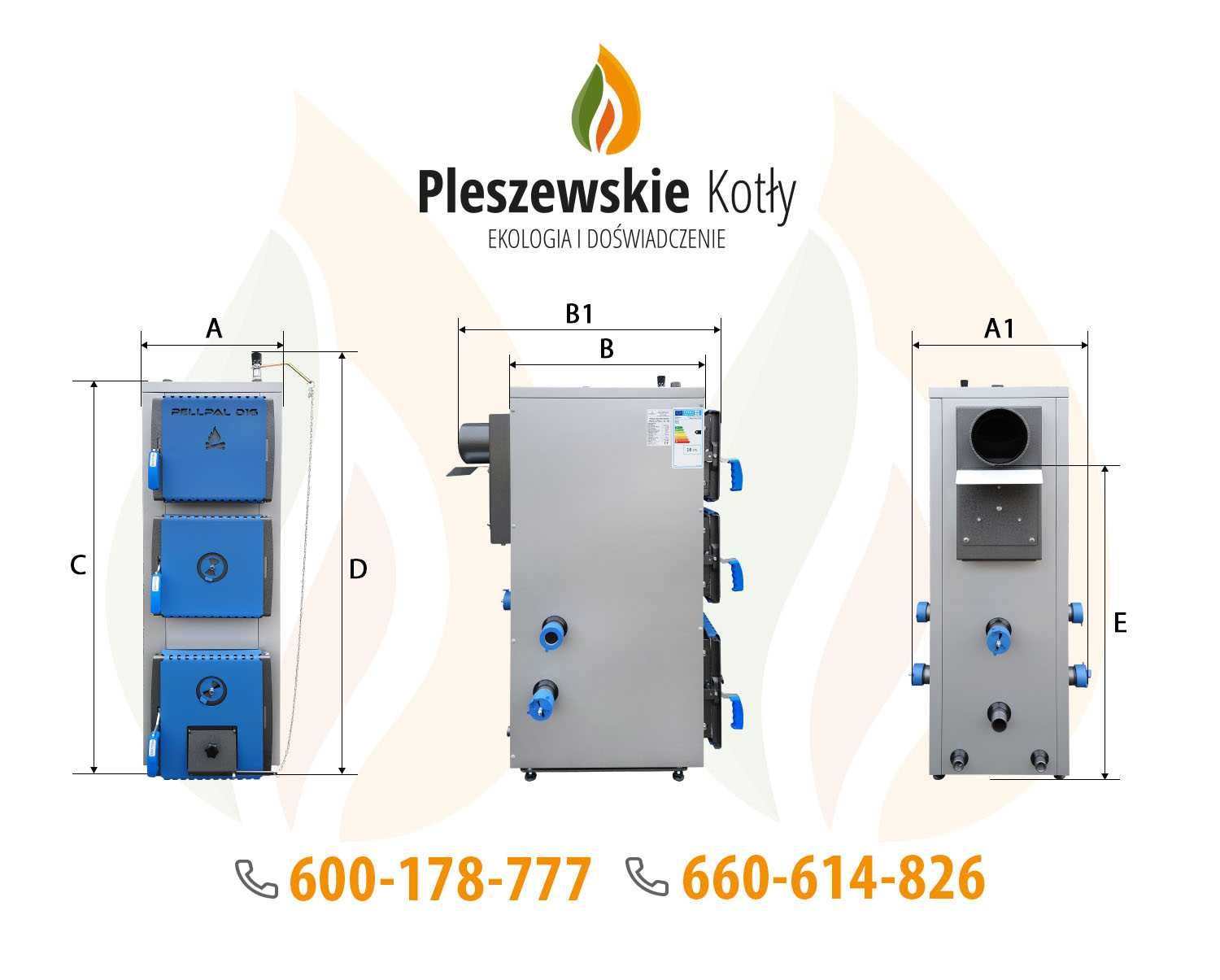 Piec Kocioł na Drewno 16 kW 5 Klasa PellPal D