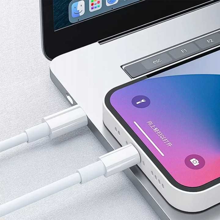 2xKable Ładowarka Kabel 1m USB-A i USB-C Lightning do Ładowania IPhona