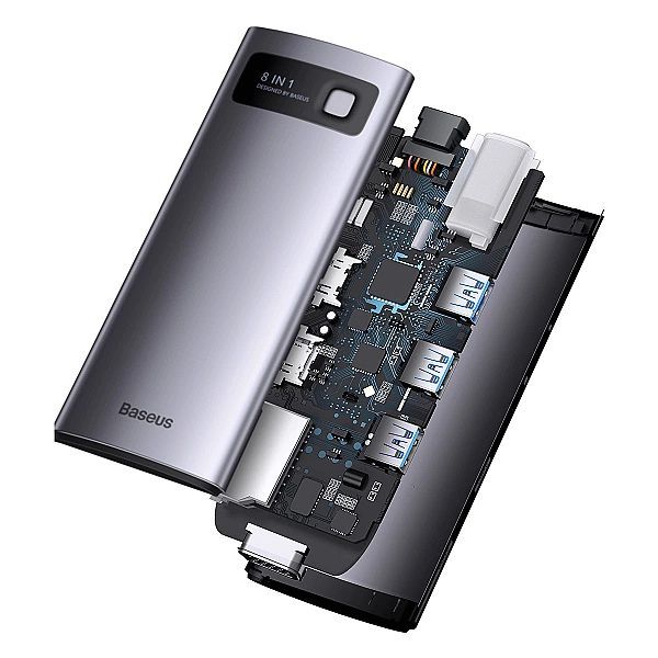 Hub Baseus Metal Gleam Series 8w1 Usb-c - Hdmi / 3x Usb 3.2 Gen 1 / Pd