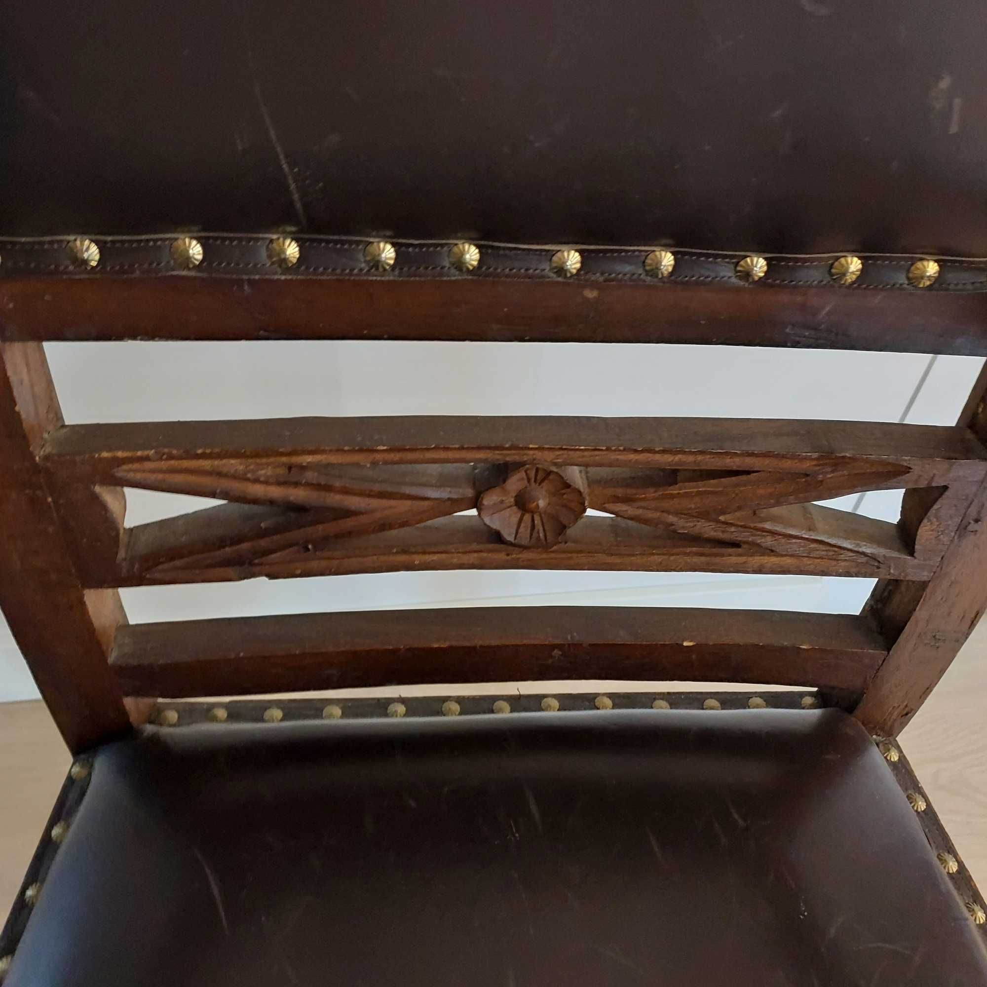 Fotel drewniany, tapicerka skóra