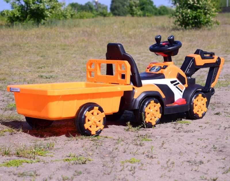 Autko KOPARKA NA AKUMULATOR Z PRZYCZEPĄ dla dzieci zabawka jeździk