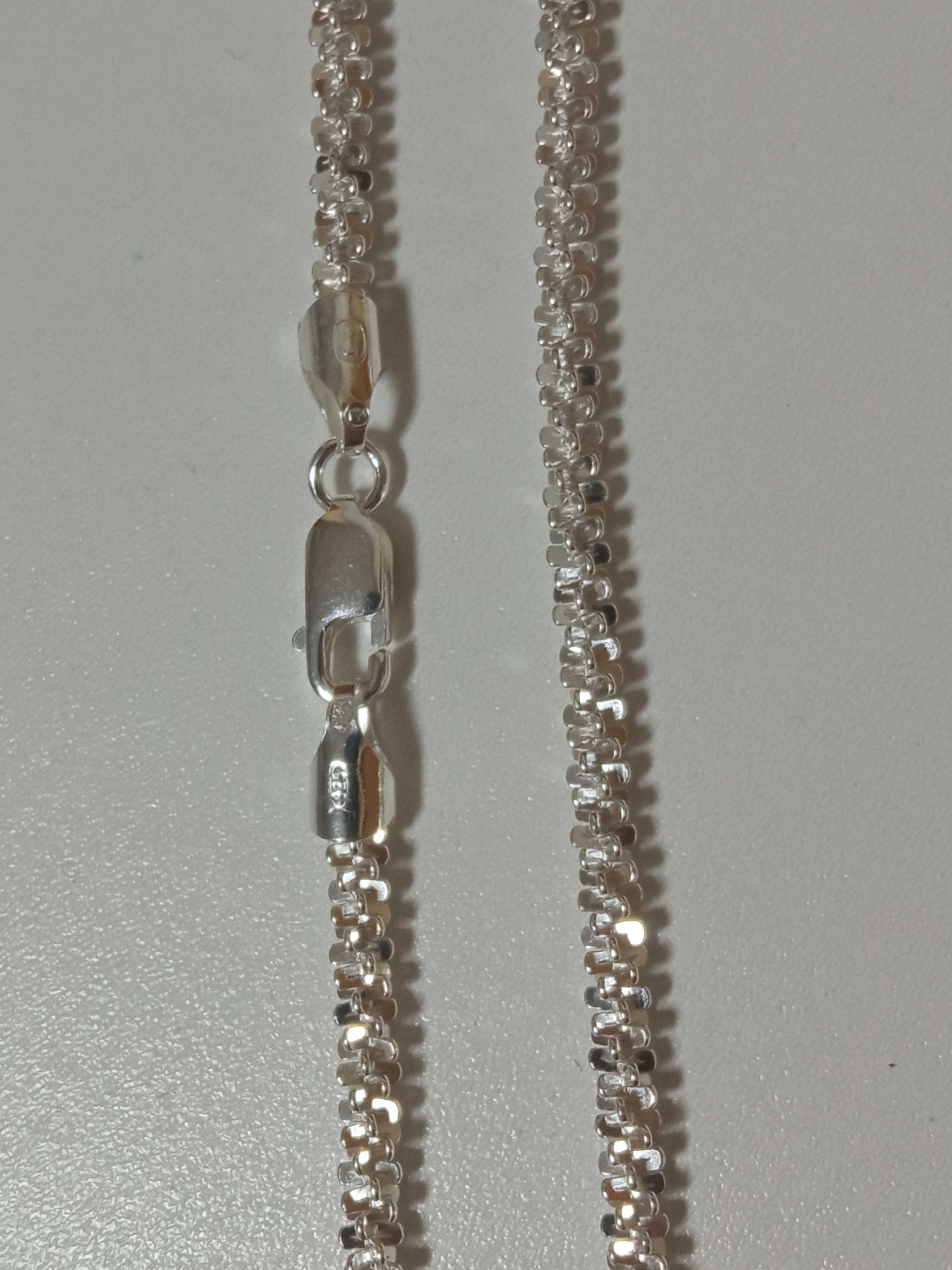 Elegancki naszyjnik błyszczący łańcuszek śnieg 55 cm Srebro 925
