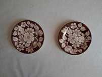 2 Pequenos Pratos Castanhos com Flores - Gilman & Cª - Sacavém