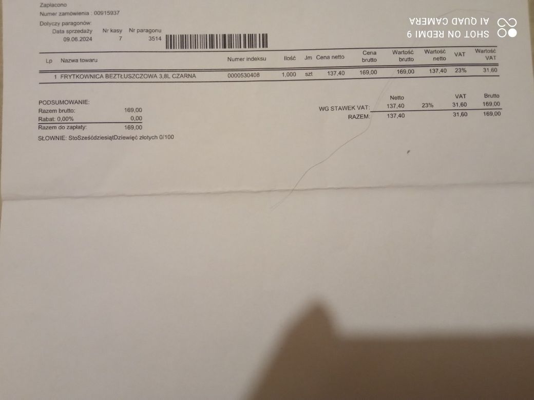 Frytkownica beztłuszczowa Hofen pojemność 3,8L