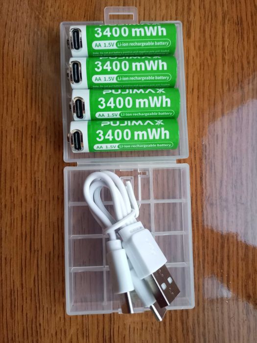 Аккумулятори AAA PUJIMAX 1.5V або типe Крона 9V. Зарядка Type-C