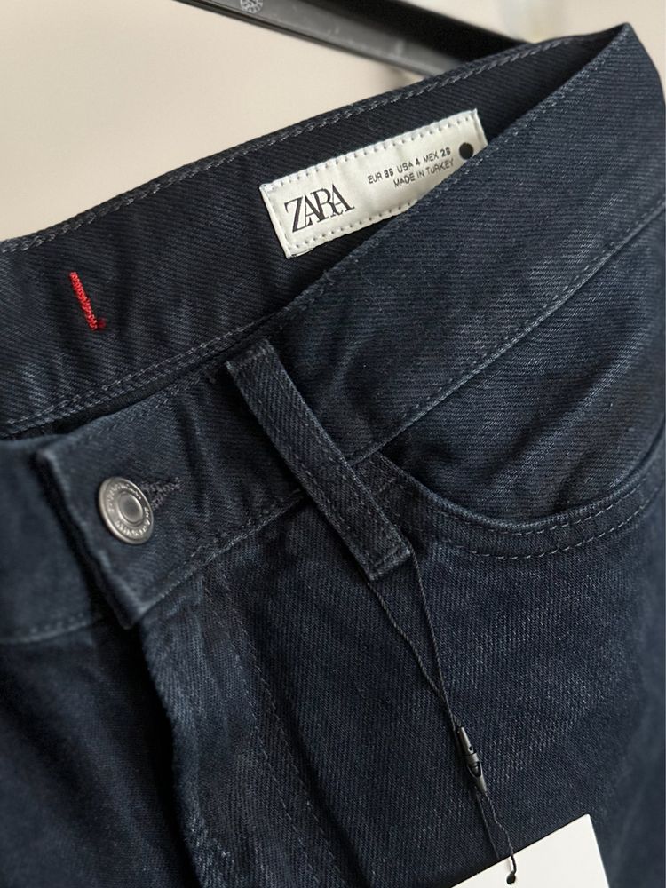 Nowe proste granatowe spodnie jeansy Zara straight relaxed fit 36 S