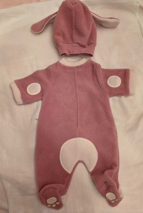 Macacão e gorro para Bebé Menina Coelhinha 50 cm. COCOON Novo
