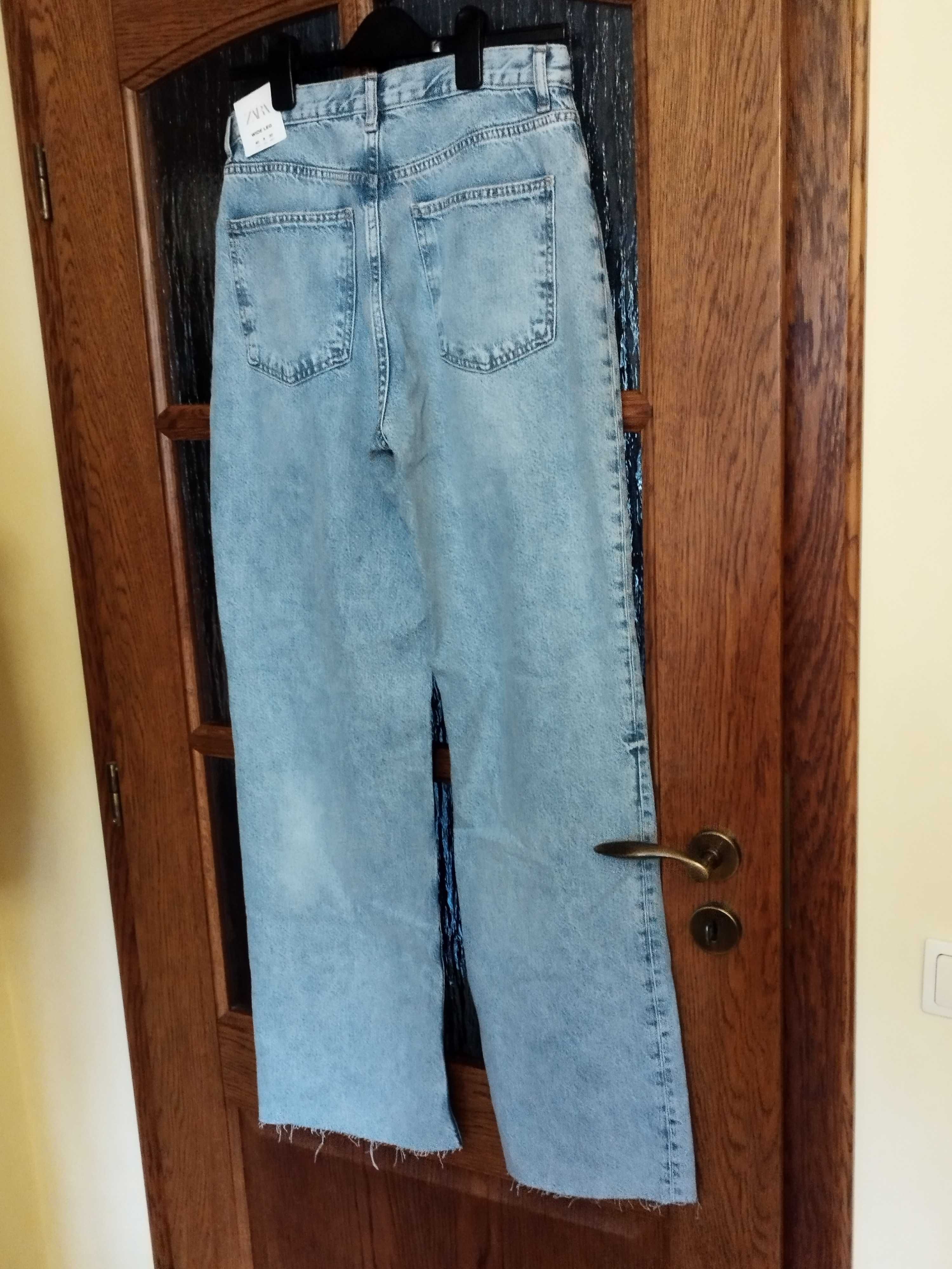 Jeansy dżinsy Zara 40 wide szerokie dzwony oversize boyfriend