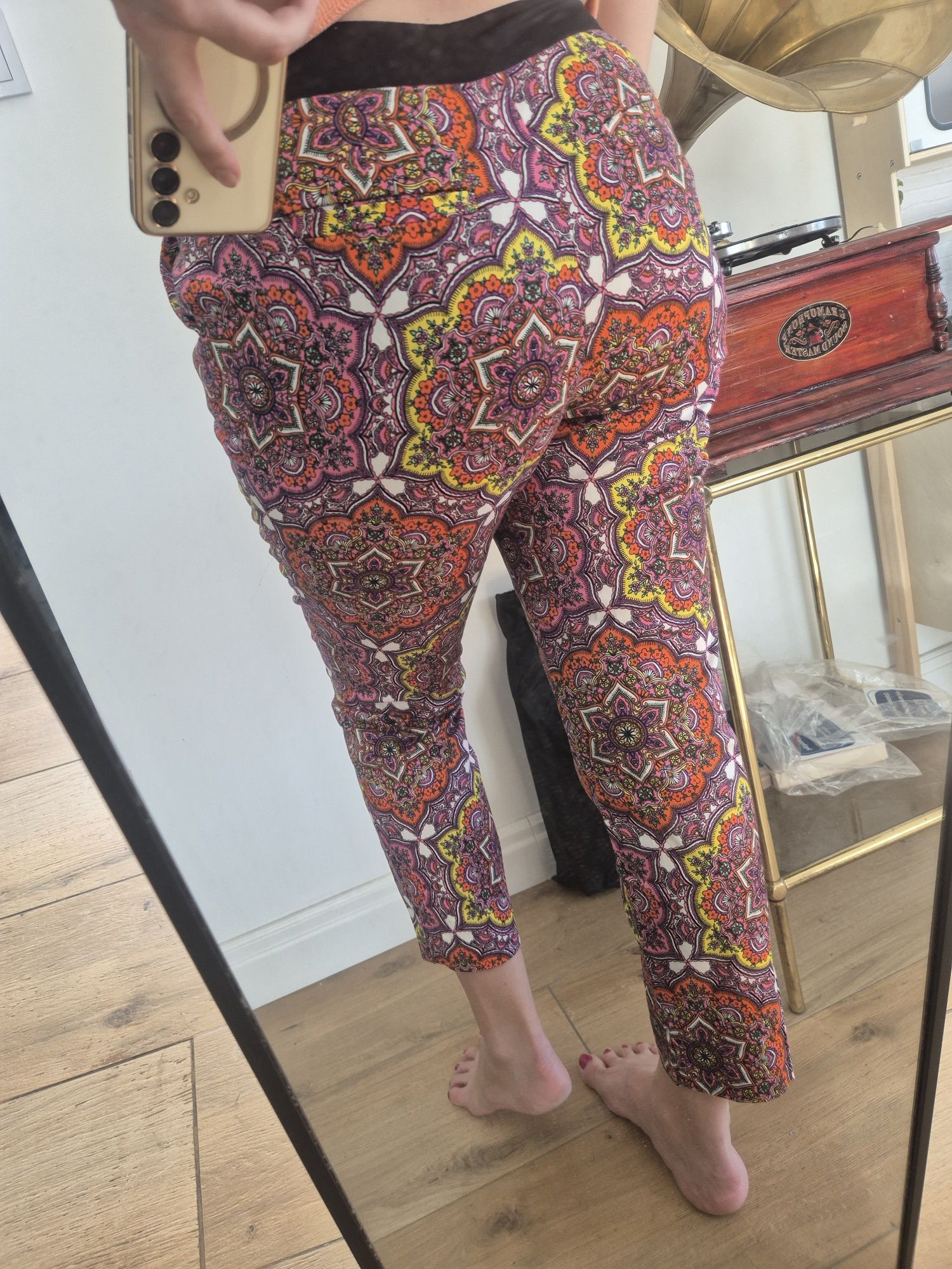 Spodnie proste kolorowe boho oldschool vintage pants do pracy na codzi