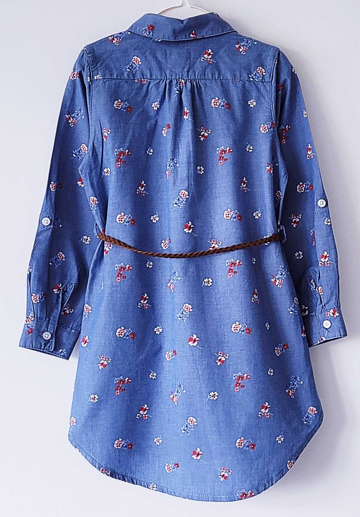 Piękna niebieska sukienka szmizjerka w kwiaty H&M 110