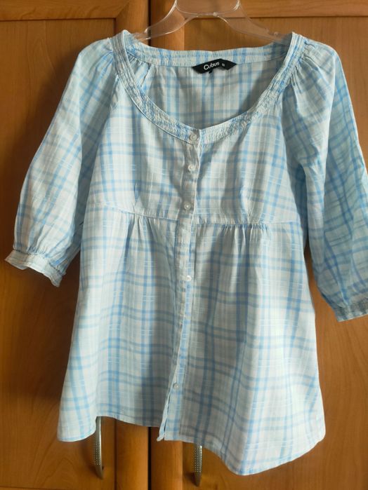 Bluzka/tunika w błękitno-białą kratkę