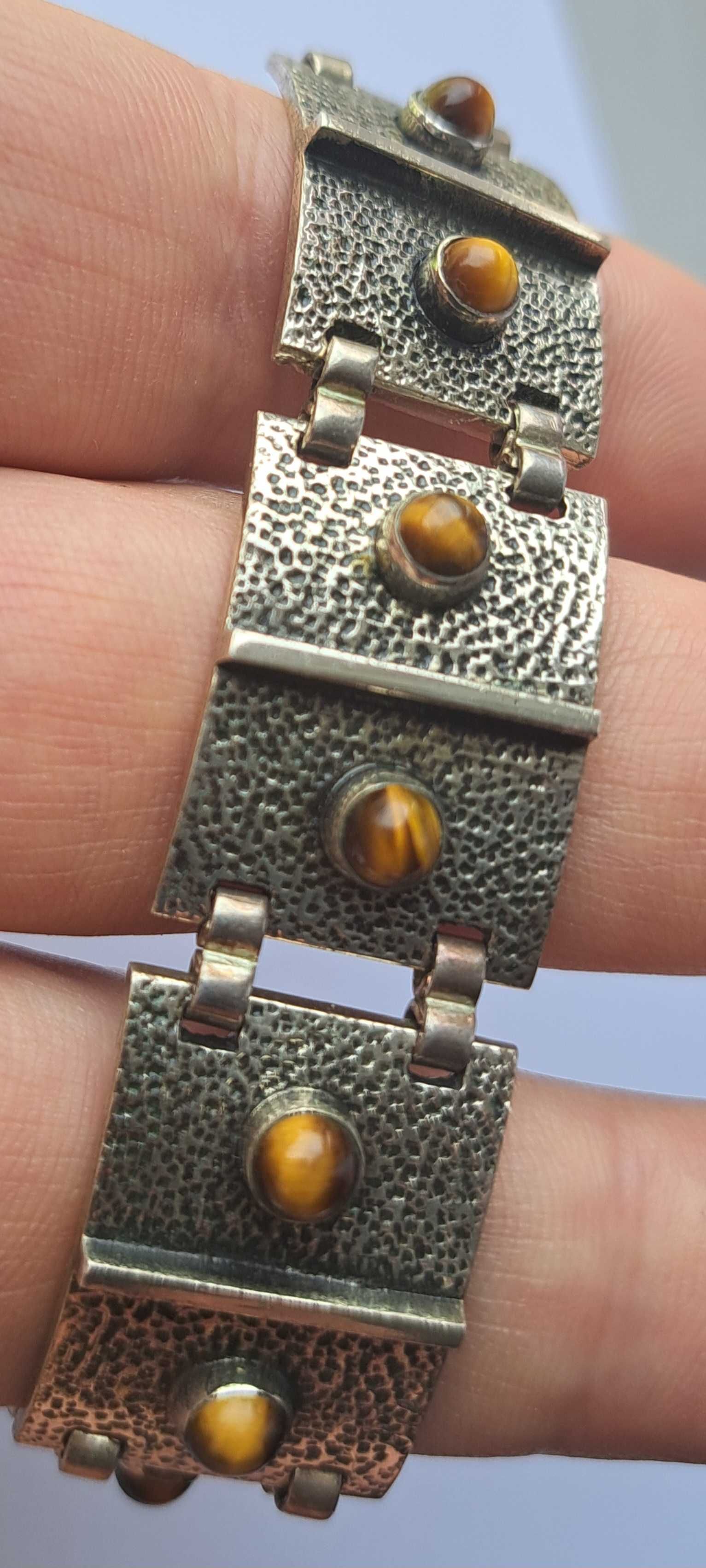 Bransoletka srebro biżuteria szwecja antyki starocie bytom bursztyn sk