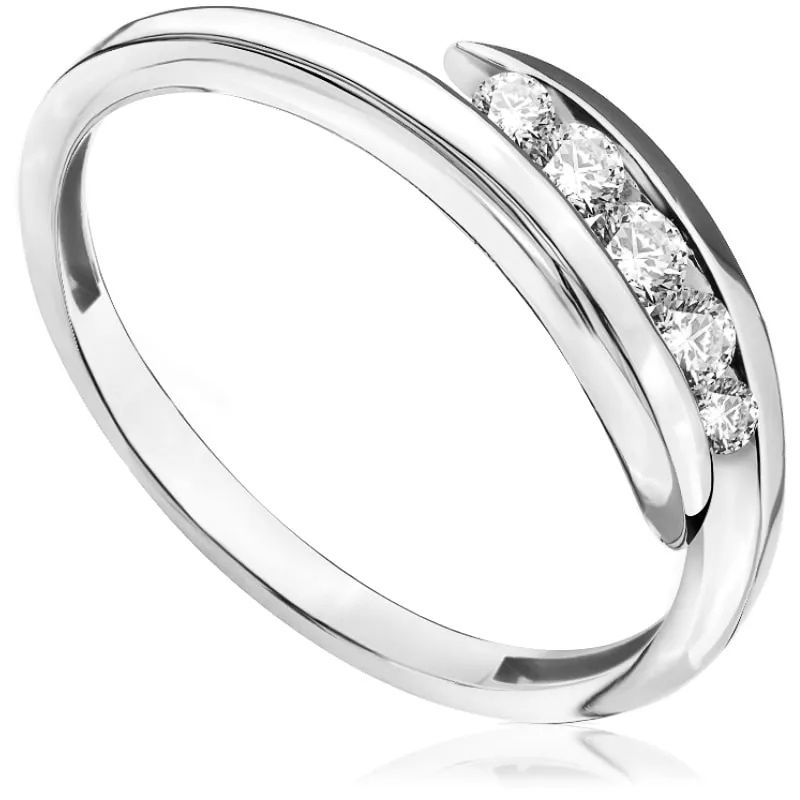 Pierścionek zaręczynowy z diamentami z białego złota 0,14ct Aclari