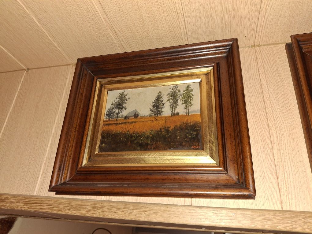 3 quadros óleo paisagens pintor Adjuto
