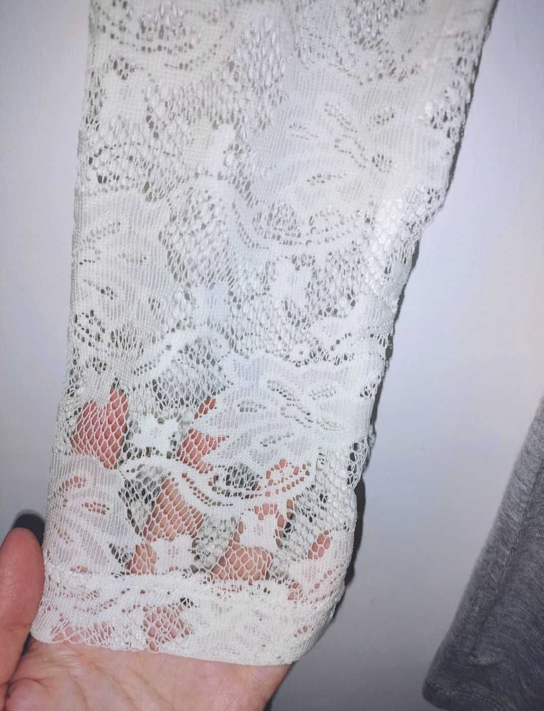 NOWA szara sukienka tunika z bolerkiem Forever 18 koronka 34 XS / 36 S
