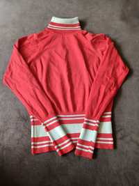 Czerwony sweterek golf w paski vintage